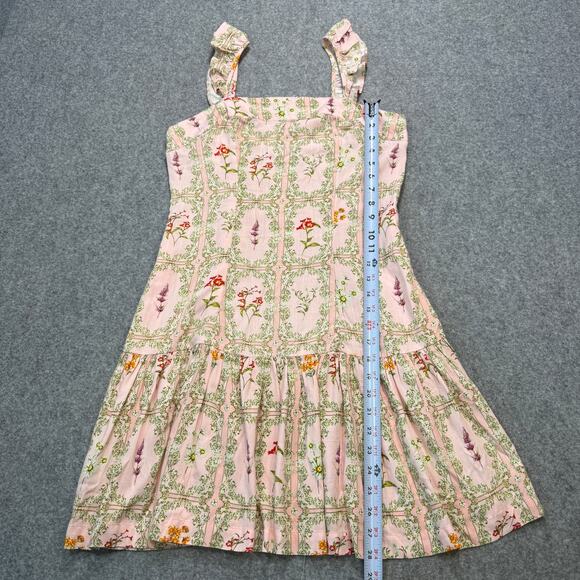 Women's Aguabendita for Target Pale Pink Floral Sundress Ruffle Bottom Size M - Picture 7 of 9